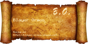 Blayer Ormos névjegykártya
